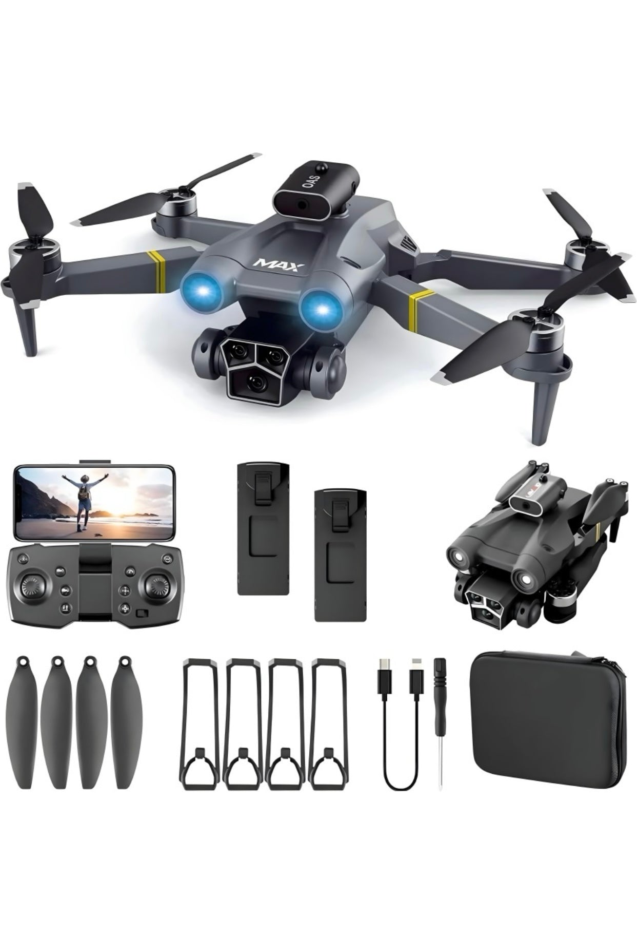 M3 MAX Drone with 3 Camera 5G WIFI 360 Obstacle Avoidance FPV Foldable Drone