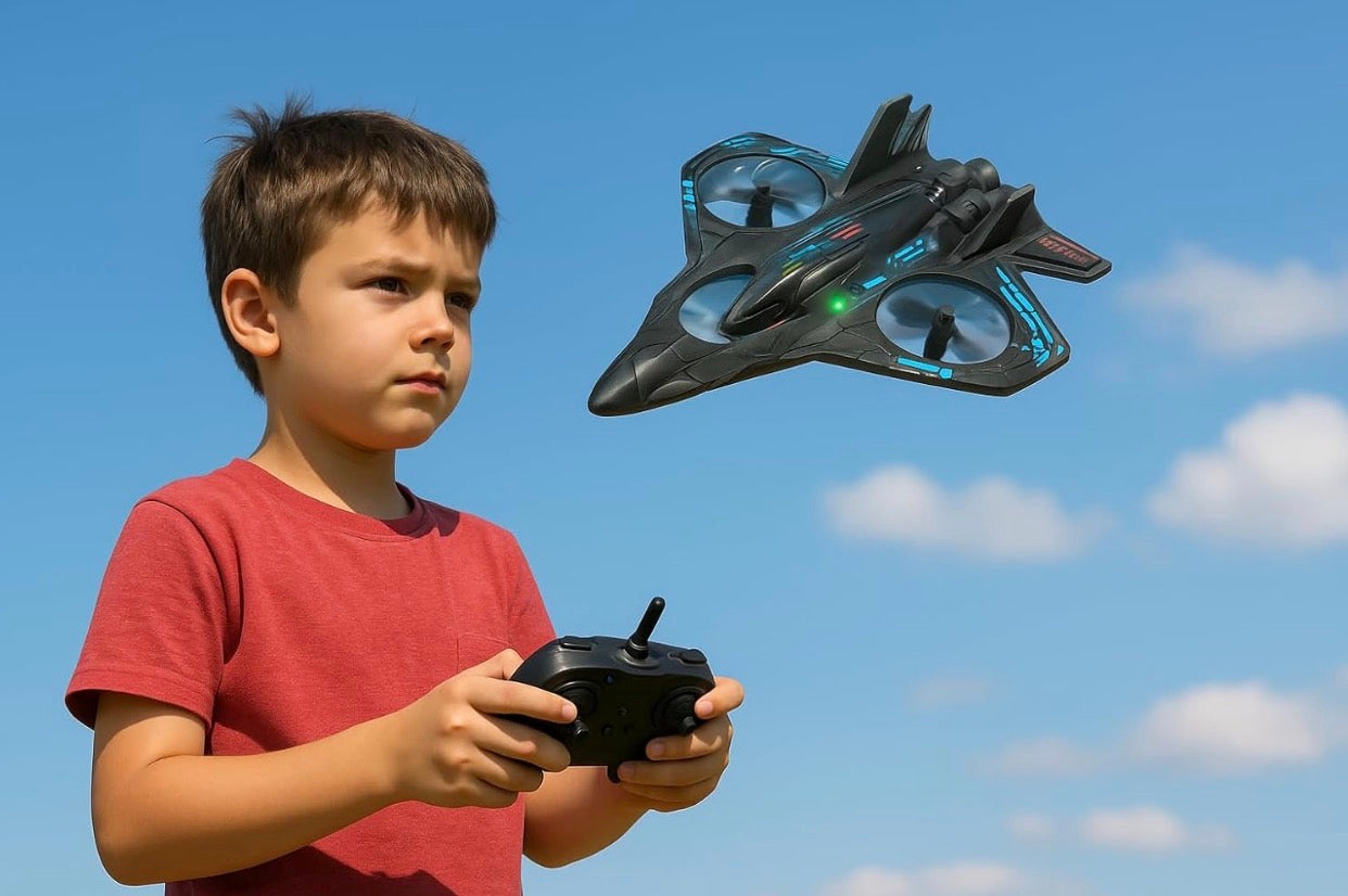 Fighter Plane RC Plane - 2.4 GHz Remote Controlled Fighter Plane || RC Airplane Easy to Fly Stable Jet Fighter Toys for Kids || LED Lights, 360 Degree Hovering Airplane and Stun Roll.