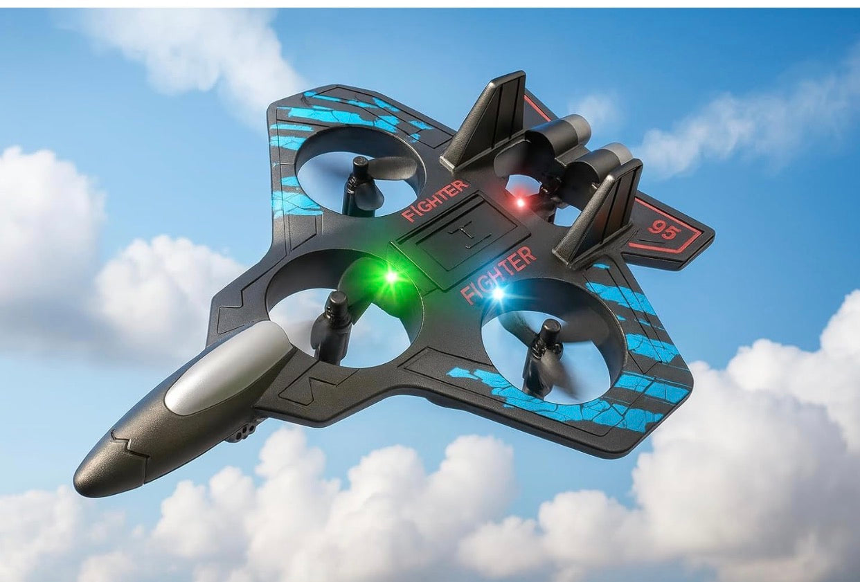 Fighter Plane RC Plane - 2.4 GHz Remote Controlled Fighter Plane || RC Airplane Easy to Fly Stable Jet Fighter Toys for Kids || LED Lights, 360 Degree Hovering Airplane and Stun Roll.