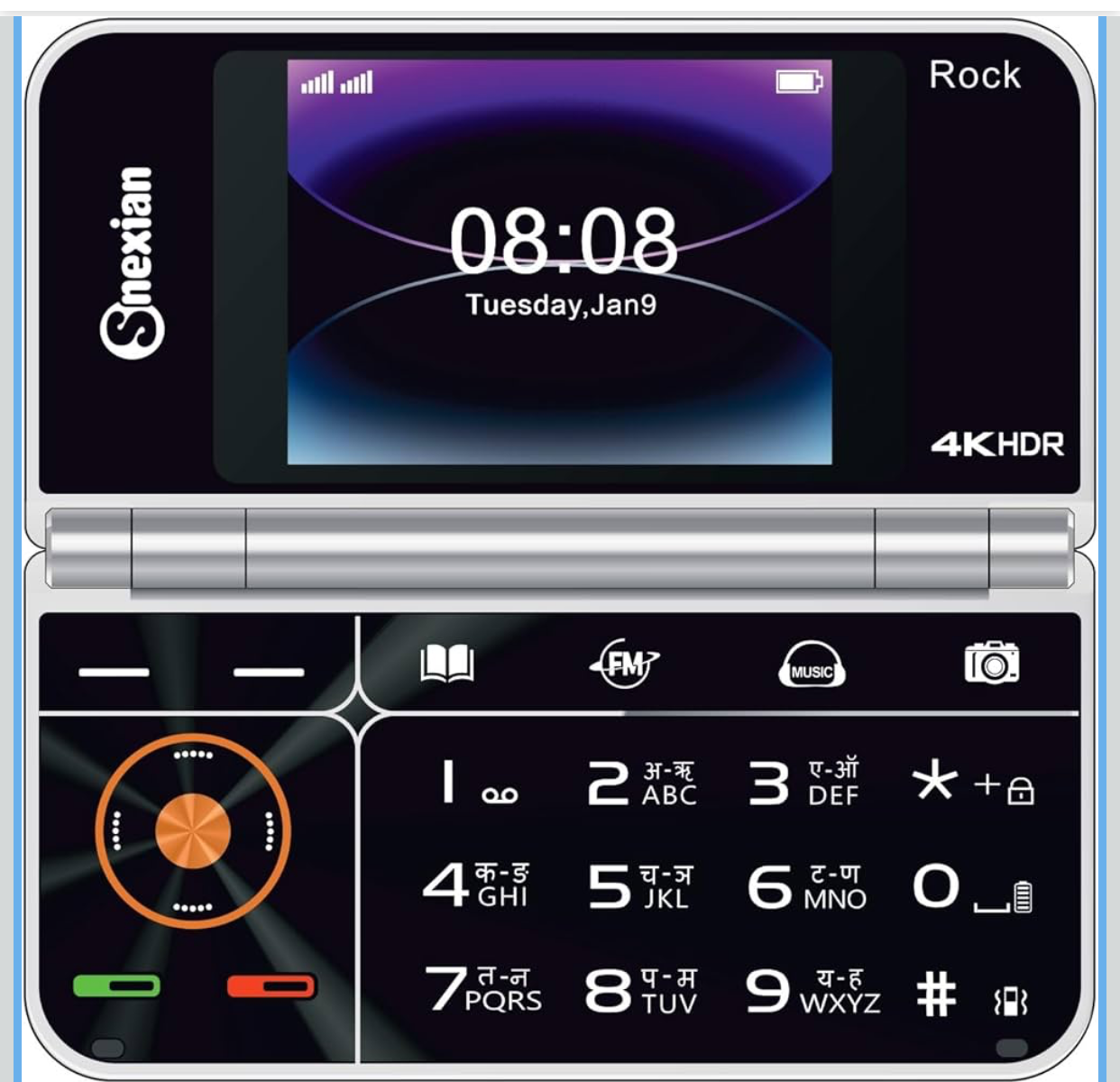 All-New Rock FOLD MINI Dual Display |Keypad Mobile| with 2.8" and 2.4" Big Display |Flip|Fold|BT Dialer| Auto Call Recording|Big Battery| FM |Camera| Feature Phone |