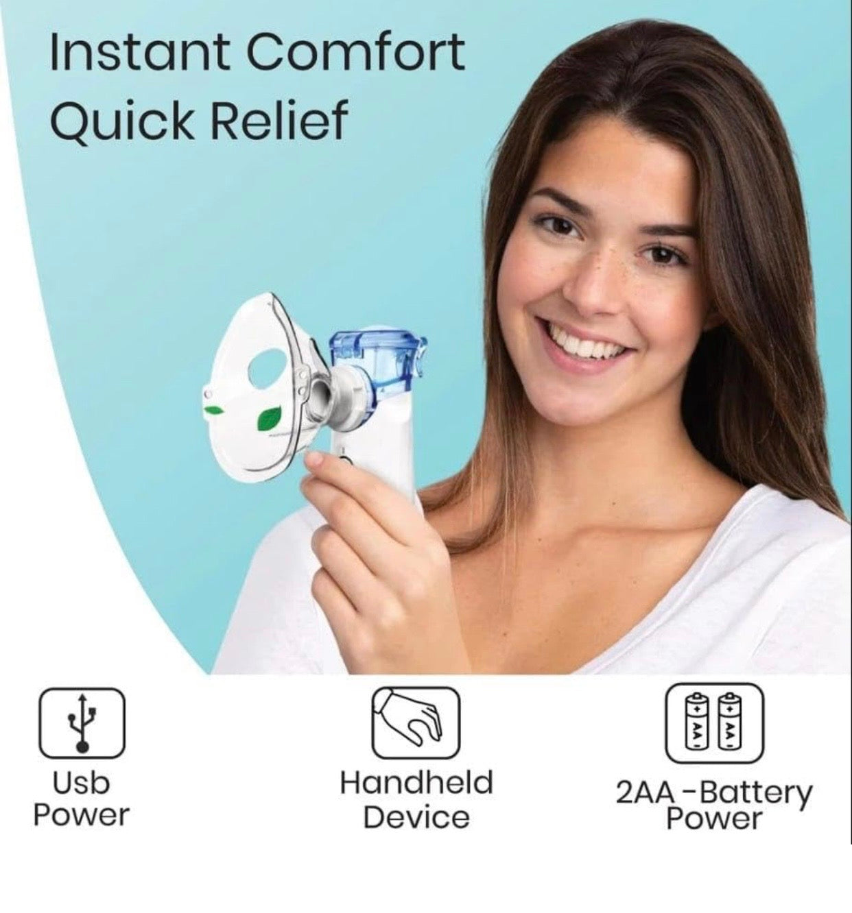 Portable Mesh Nebulizer Handheld, One Touch Operation, No Noise, High Nebulization Rate, Personal Inhalers For Breathing Problems Lightweight, Travel Friendly For Adults & Kids
