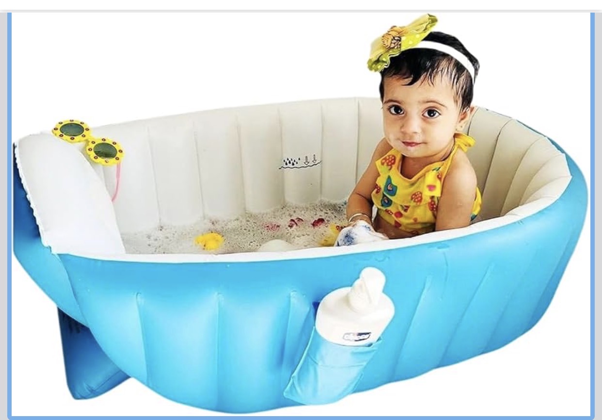 Inflatable Baby Bathtub ,Portable Bathtub for Toddler, Non-Slip Travel Bathtub, Mini Swimming Pool, Thick Foldable Shower Basin for Newborn