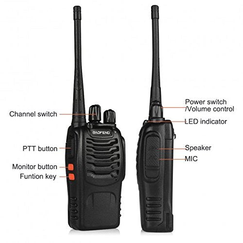 BaoFeng BF-888S Walkie Talkie 2 Way Radio Long Range (Black, 2 Pieces)