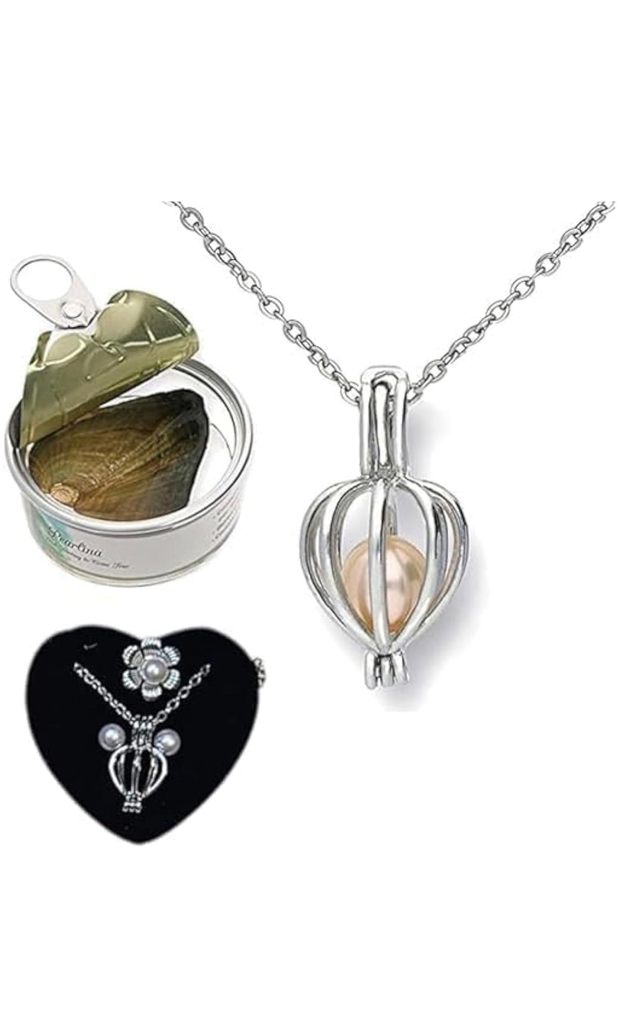 WomenLove Wish White Pearl Kit - Your Own Pearl Pendant love pearl necklace kit with Earrings Valentine Gifts for Girlfriend