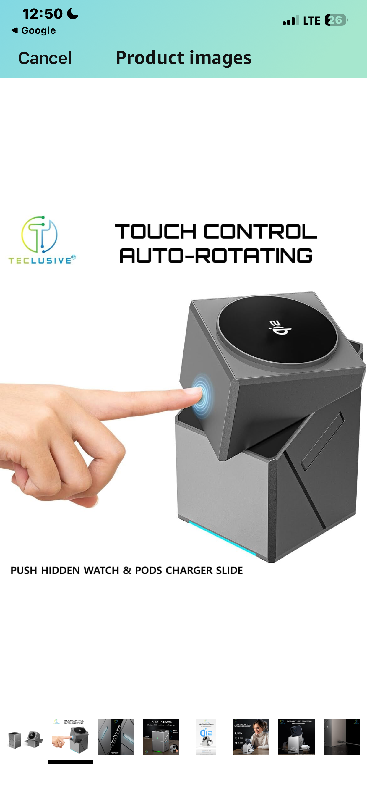 Super Fast Touch Rotating 3 in 1 Magnetic Wireless Charger Compatible for Magsafe iPhone 16 15 Pro Max iWatch Ultra Series 10 9 Airpods | Smart Touch Control Rotation | Travel