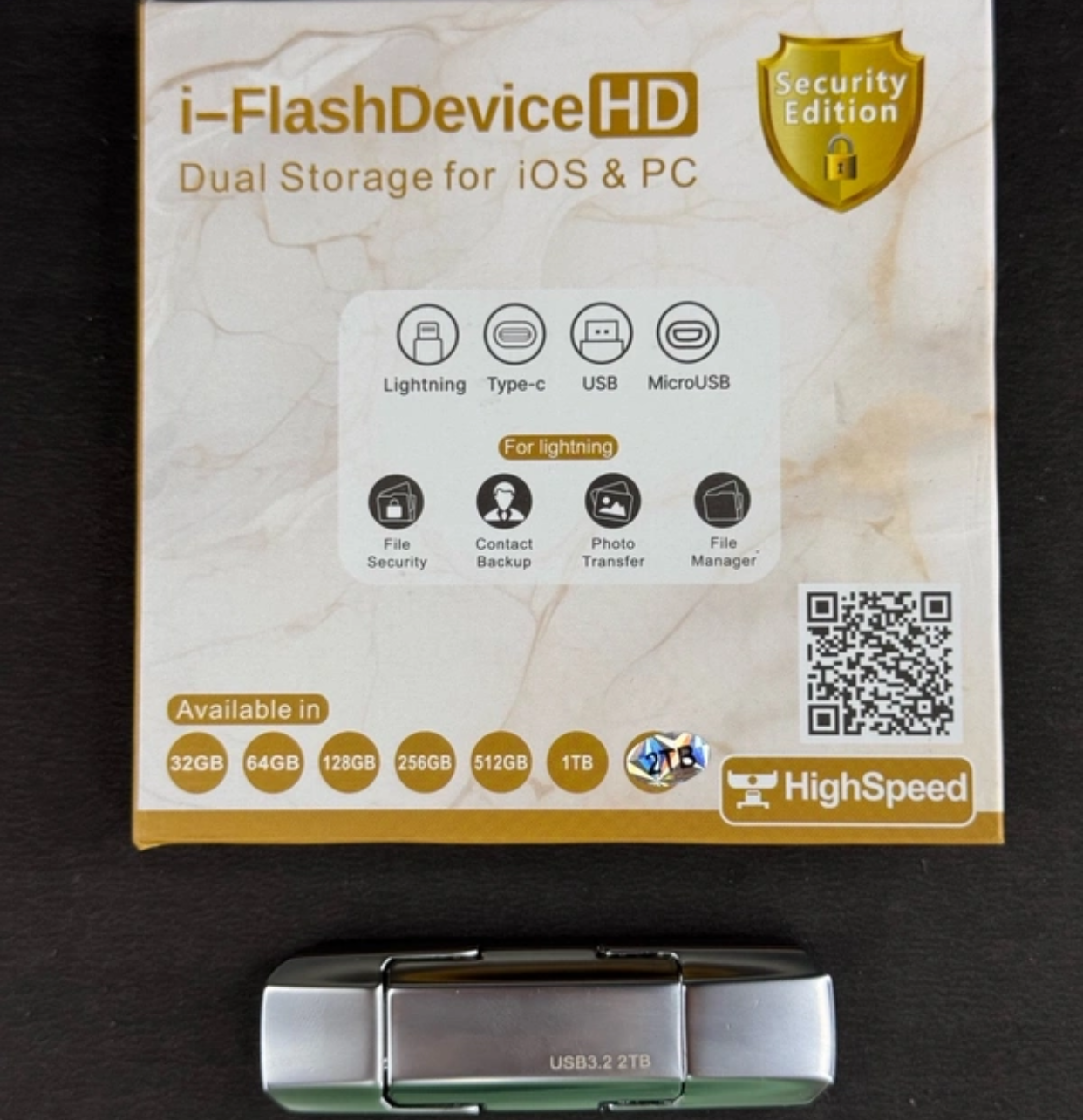 i-FlashDevice HD - High-Speed 2TB USB 3.2 Flash Drive* Dual Storage for iOS,Mac & Windows PCs