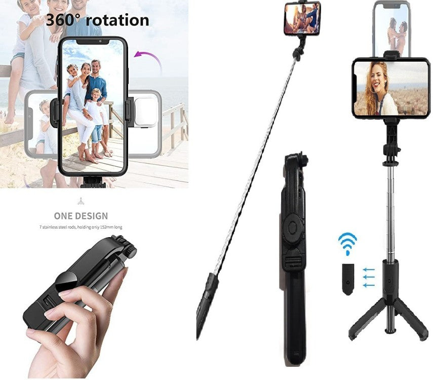 Q07 4 in 1 Extendable Selfie Stick
360 Rotation Tripod Stand Tripod