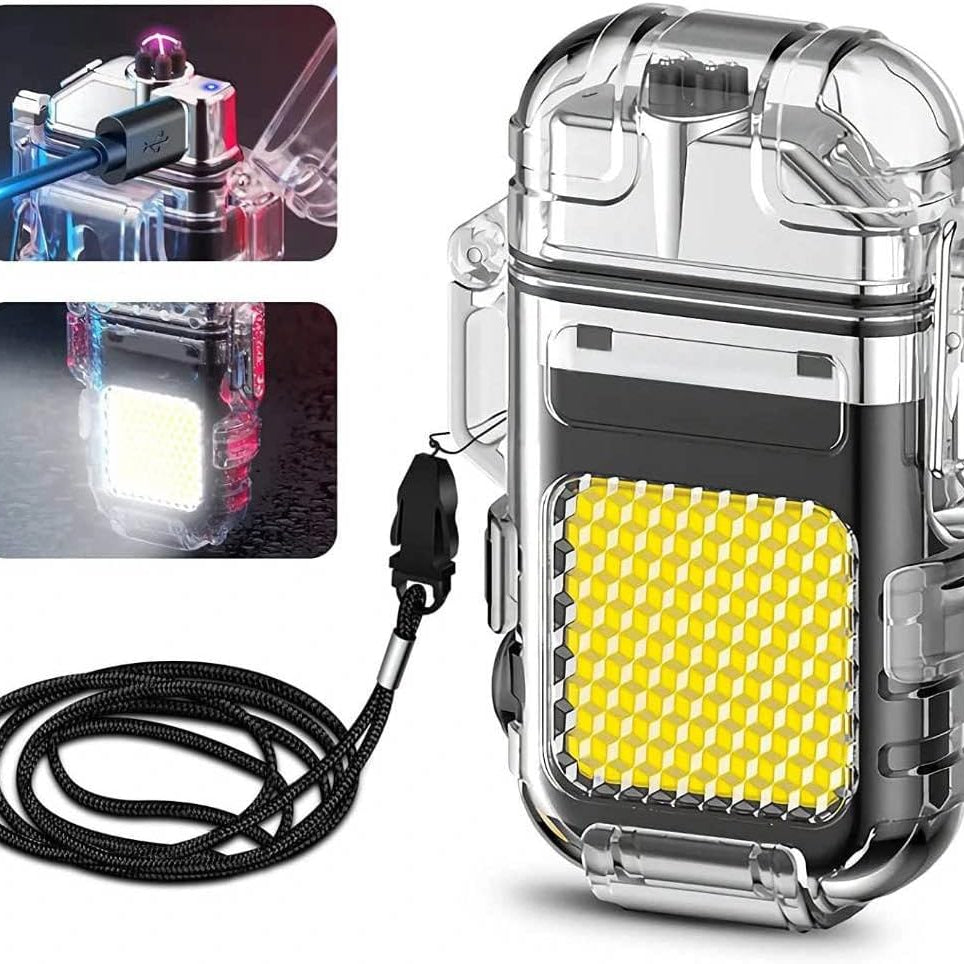 Rechargeable Coil Lighter With LED Light Windproof USB Charging, Camping