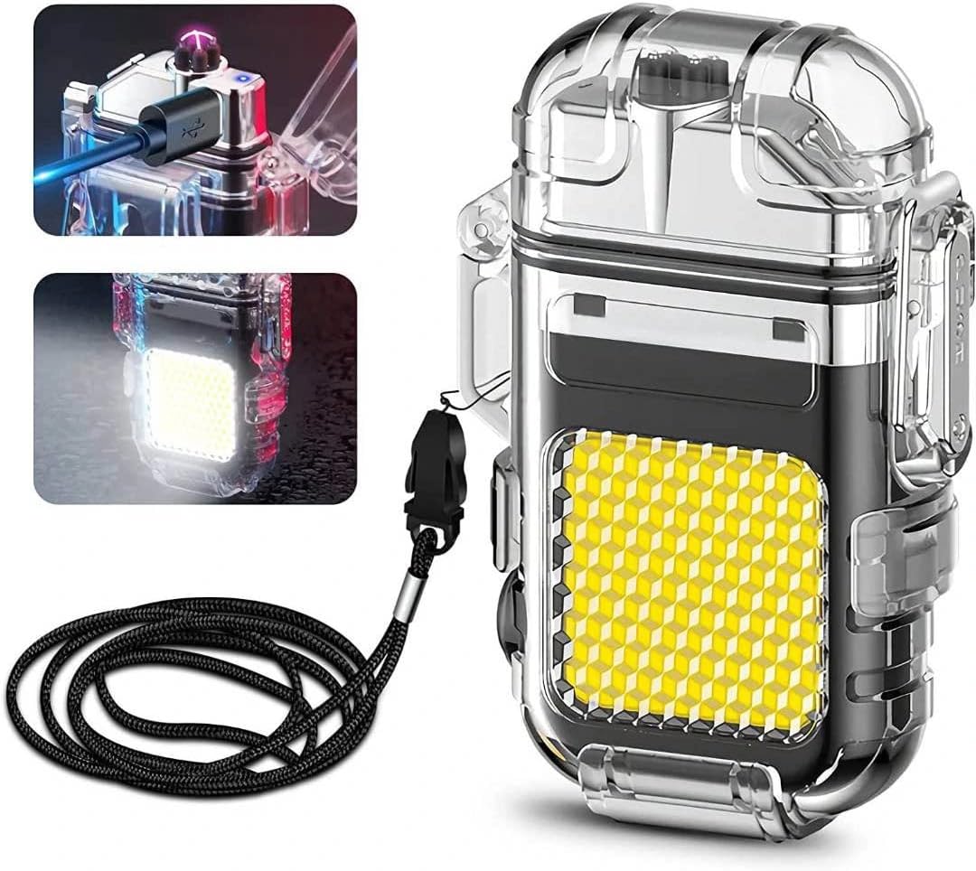 Rechargeable Coil Lighter With LED Light Windproof USB Charging, Camping