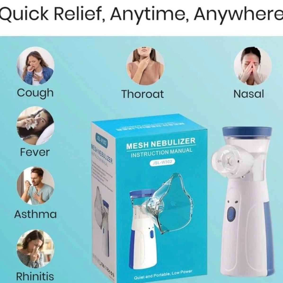 Portable Mesh Nebulizer Handheld, One Touch Operation, No Noise, High Nebulization Rate, Personal Inhalers For Breathing Problems Lightweight, Travel Friendly For Adults & Kids