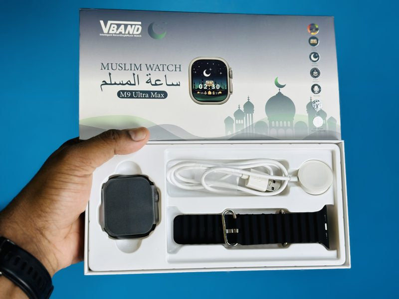 Muslim Smartwatch M9 Ultra Max – Black Color , silver
