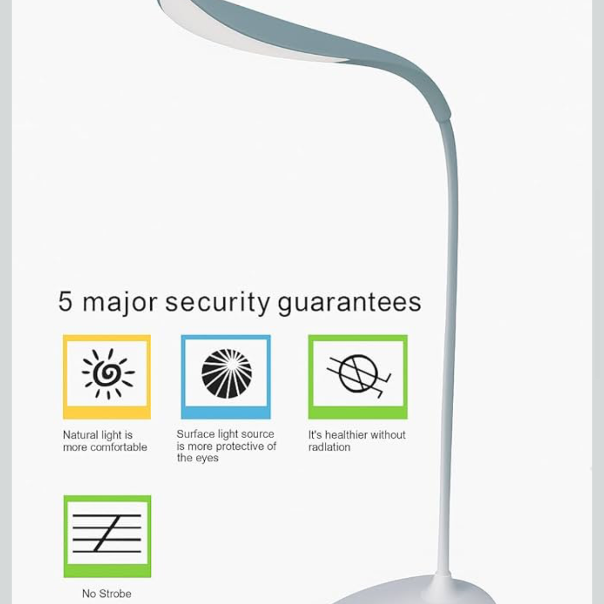 LED Desk Lamp with Touch Control | 3-Level Dimmable Brightness | Flexible Gooseneck Table Lamp | Eye Protection Reading Light for Study, Office & Bedroom | USB Powered