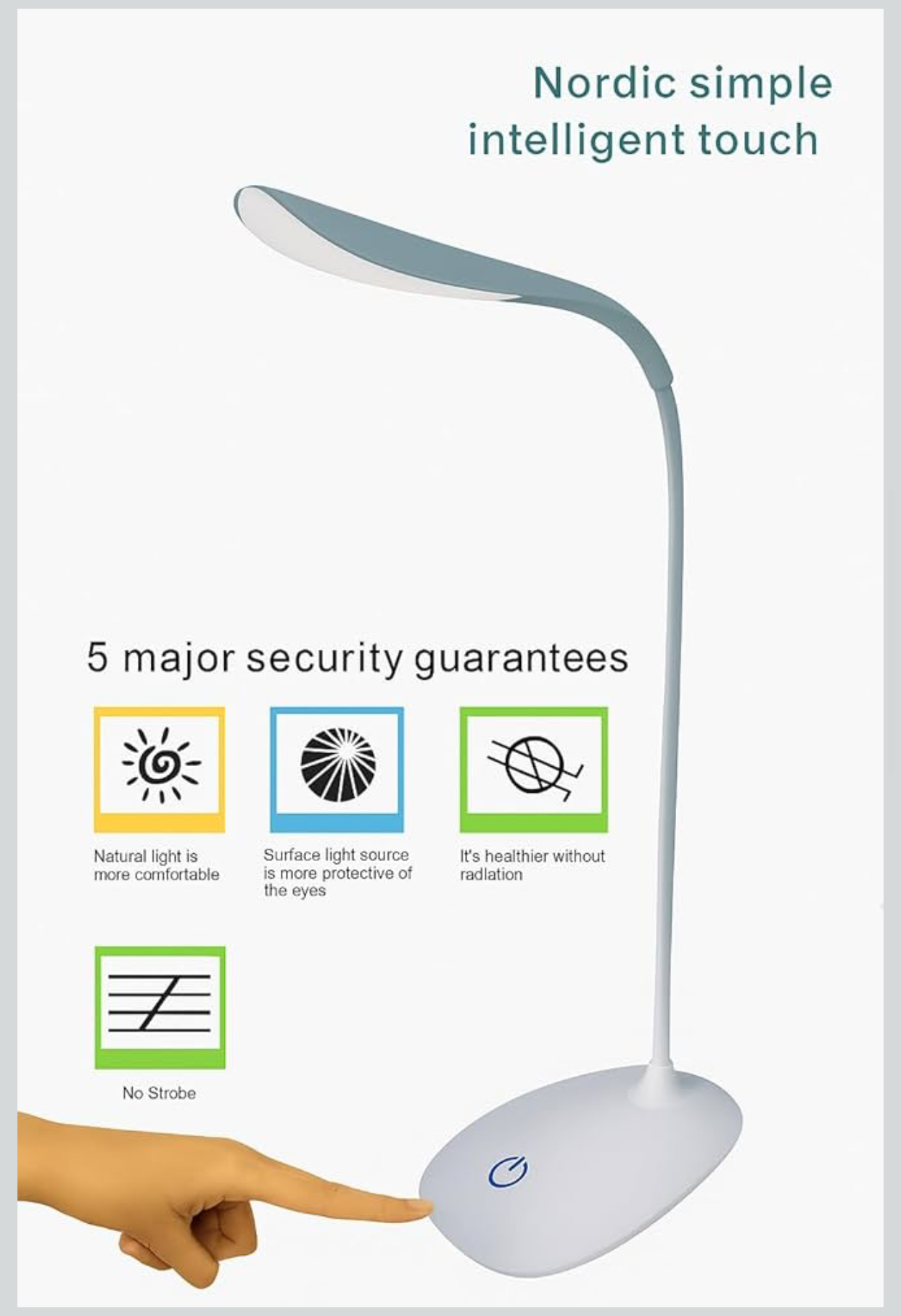 LED Desk Lamp with Touch Control | 3-Level Dimmable Brightness | Flexible Gooseneck Table Lamp | Eye Protection Reading Light for Study, Office & Bedroom | USB Powered