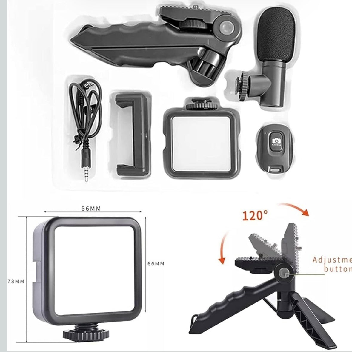 Vlogging Kit with Ball Head | Tripod | Smartphone Holder | Flexible Arm | for Live Streaming and Selfie, Video Recording,