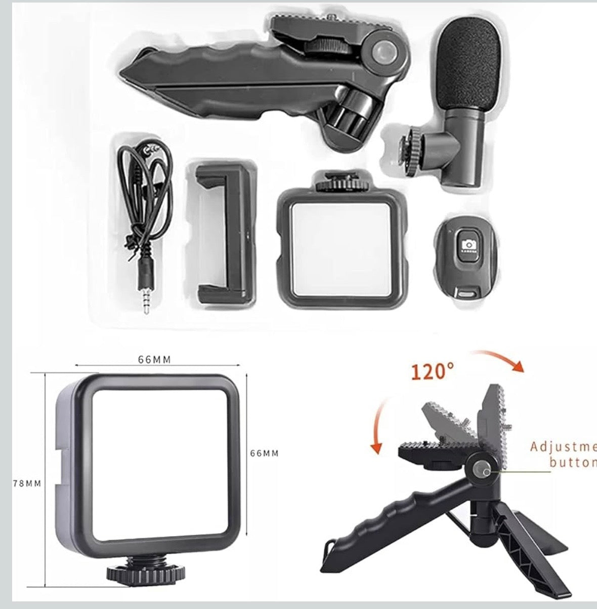 Vlogging Kit with Ball Head | Tripod | Smartphone Holder | Flexible Arm | for Live Streaming and Selfie, Video Recording,