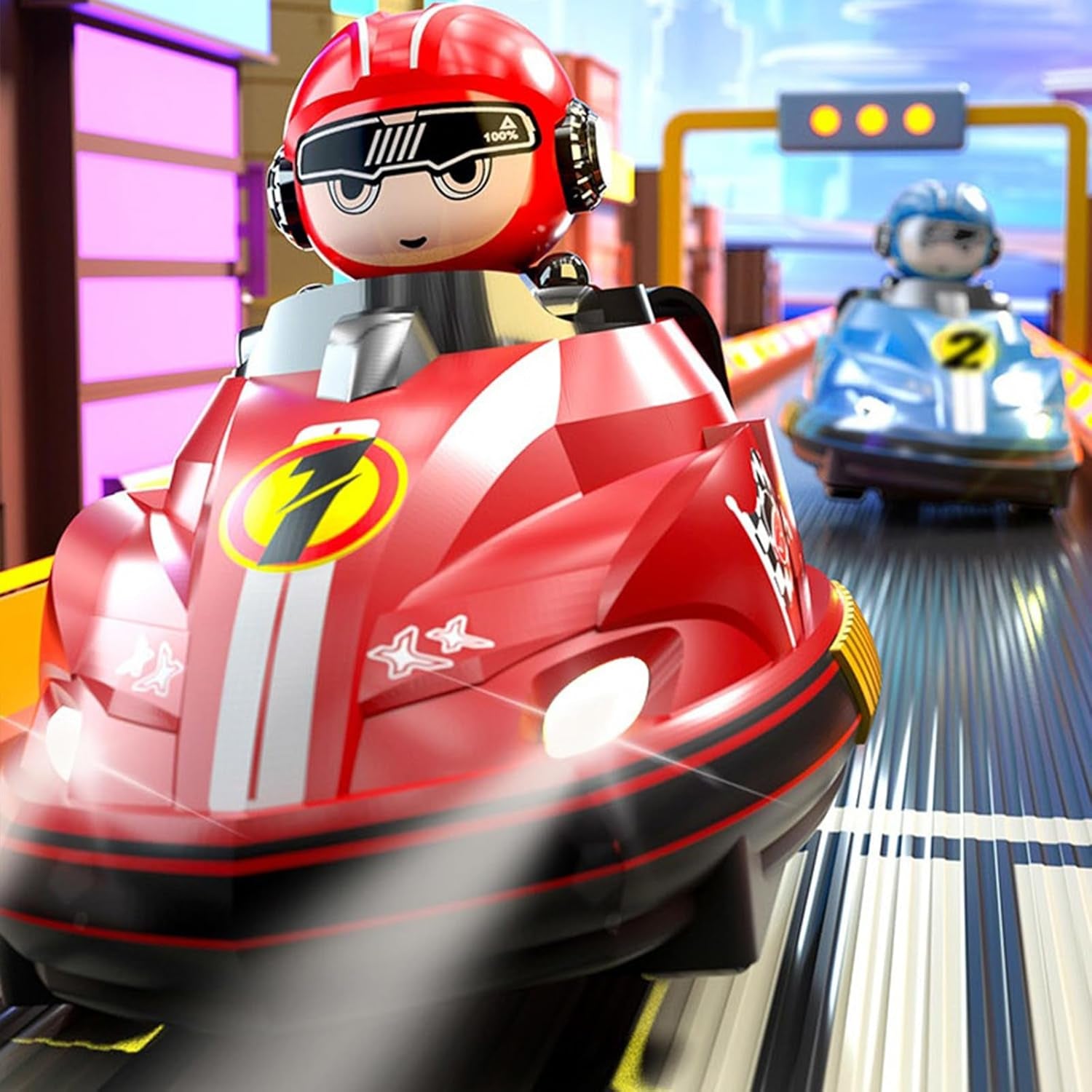 Robot, Set of 2 RC Bumper Cars with LED and Rechargeable Battery, Interactive Toy for Kids Boys and Girls,