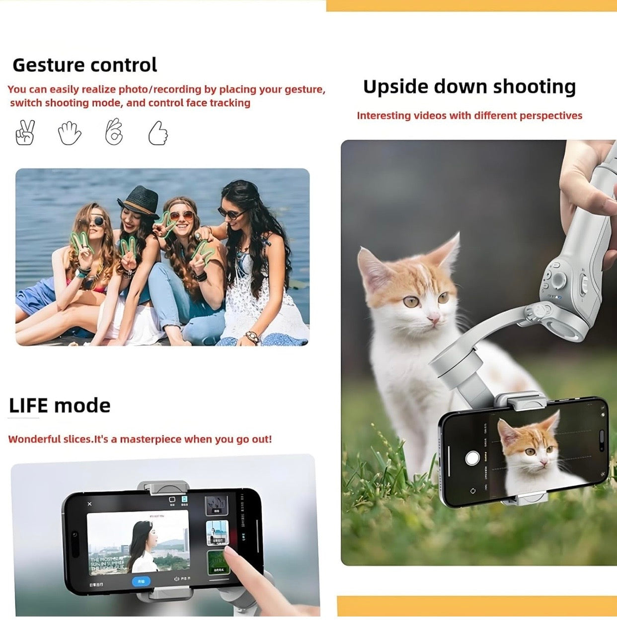 Three-axis Mobile Phone Frame, Selfie Stick, Anti-shake Live Photography Mobile Phone Stabilizer gimble