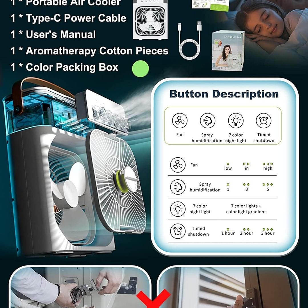 Mini Air Cooler, USB Desk Fan,