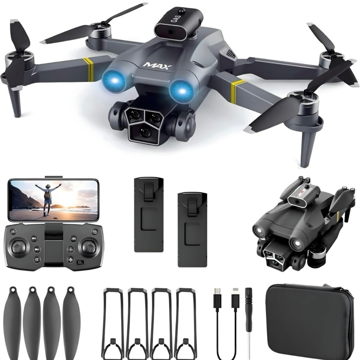 M3 MAX Drone with 3 Camera 5G WIFI 360 Obstacle Avoidance FPV Foldable Drone