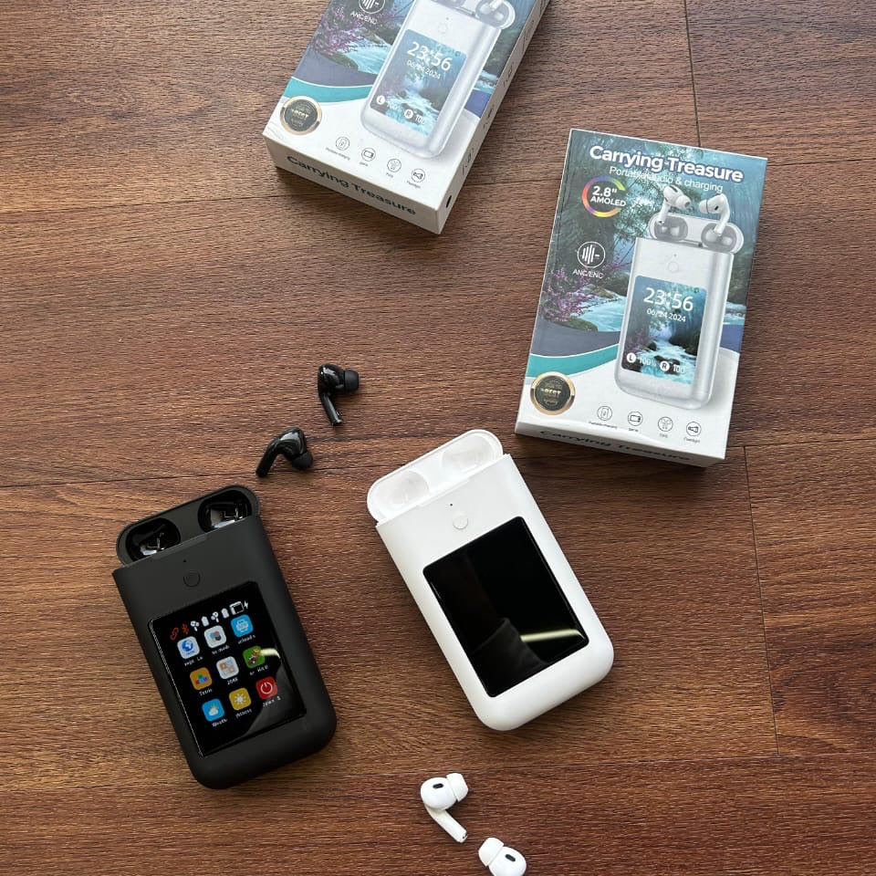 TWS Wireless Earbuds with 2.8
Inch HD Touch Screen, 8000mAh Power Bank,