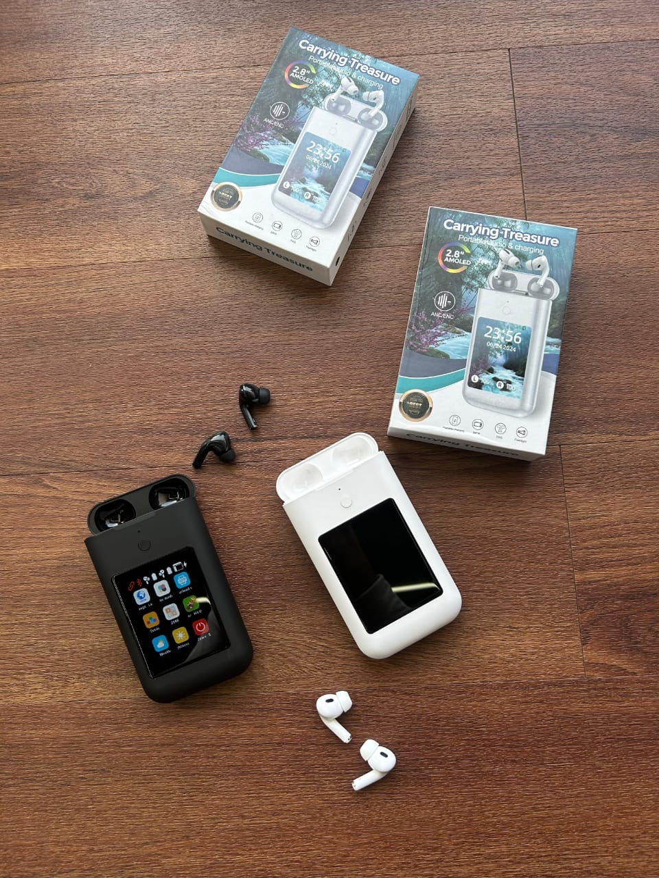 TWS Wireless Earbuds with 2.8
Inch HD Touch Screen, 8000mAh Power Bank,