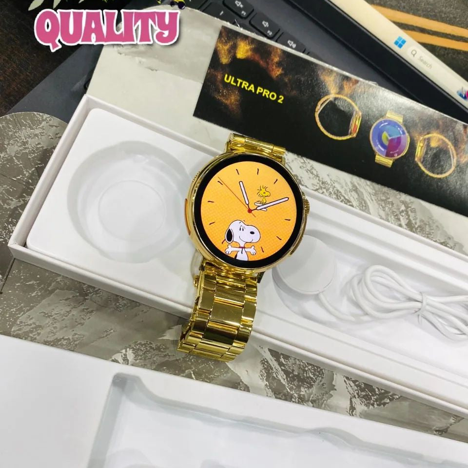 Ultra pr0 2 smart watch gold colour titanium body