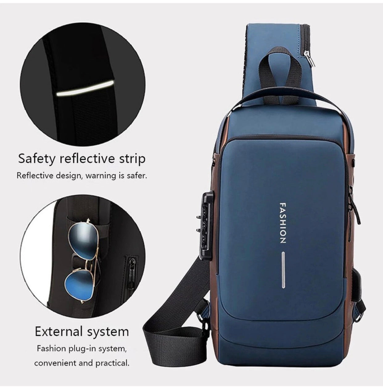 Multifunction Password Anti-Theft Sacgear Backpack Sling Bag Shoulder Crossbody Chest Bag with USB Charging Port Lightweight