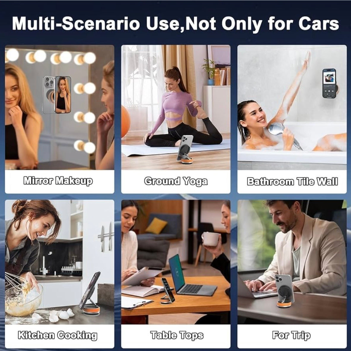 360° Rotation Magnetic Suction Phone Mount for Car Adjustable Swivel Locking Holder for iPhone and Android Ideal for Smooth Surfaces