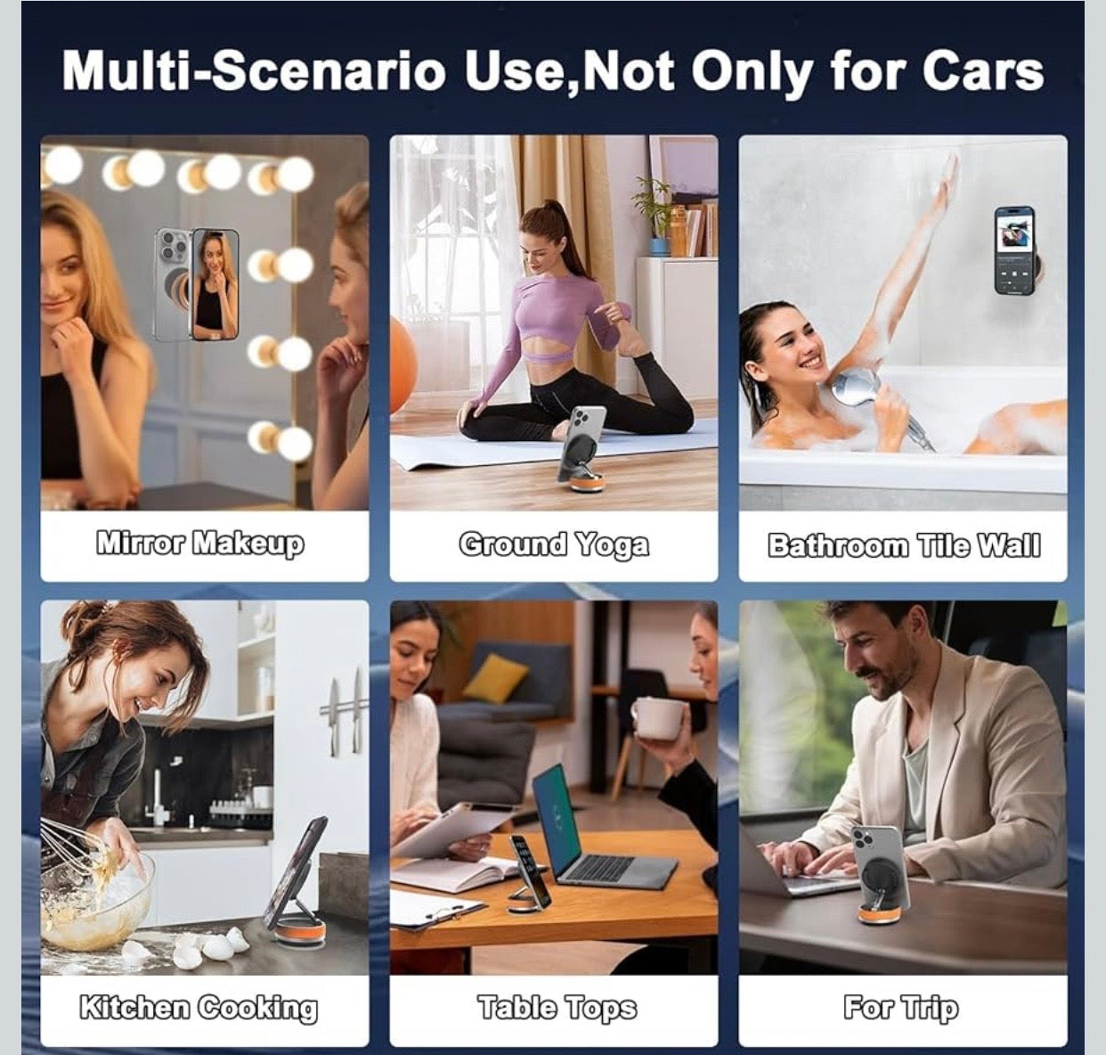 360° Rotation Magnetic Suction Phone Mount for Car Adjustable Swivel Locking Holder for iPhone and Android Ideal for Smooth Surfaces