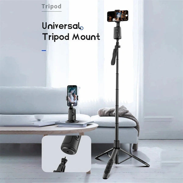 360° Rotation Follow-Up Gimbal Stabilizer With Selfie Stick Tripod - Perfect For TikTok Live Youtube Instagram Reel And Photography
