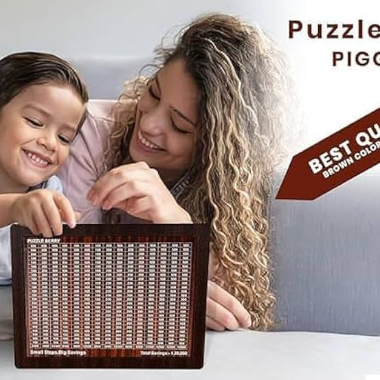 Wooden Money Saving Box | Cash Saver Money Box with Counting Target | Savings Challenge Piggy Bank | Coin and Cash Bank for Boys, Girls and