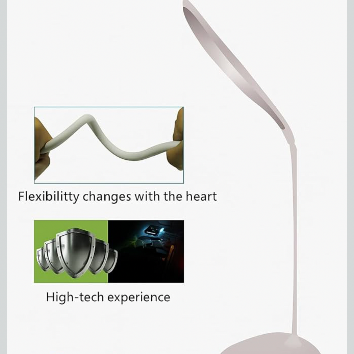 LED Desk Lamp with Touch Control | 3-Level Dimmable Brightness | Flexible Gooseneck Table Lamp | Eye Protection Reading Light for Study, Office & Bedroom | USB Powered