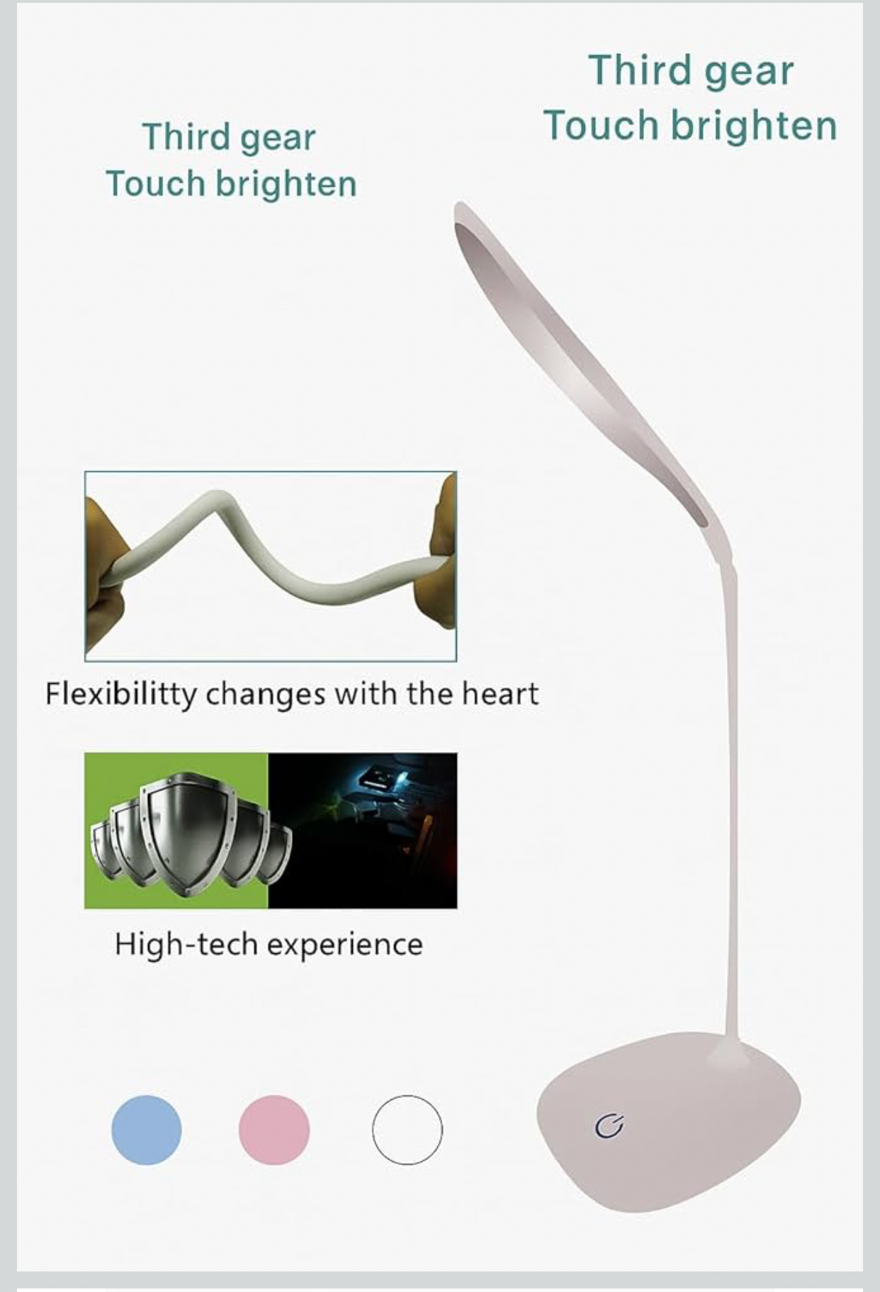 LED Desk Lamp with Touch Control | 3-Level Dimmable Brightness | Flexible Gooseneck Table Lamp | Eye Protection Reading Light for Study, Office & Bedroom | USB Powered