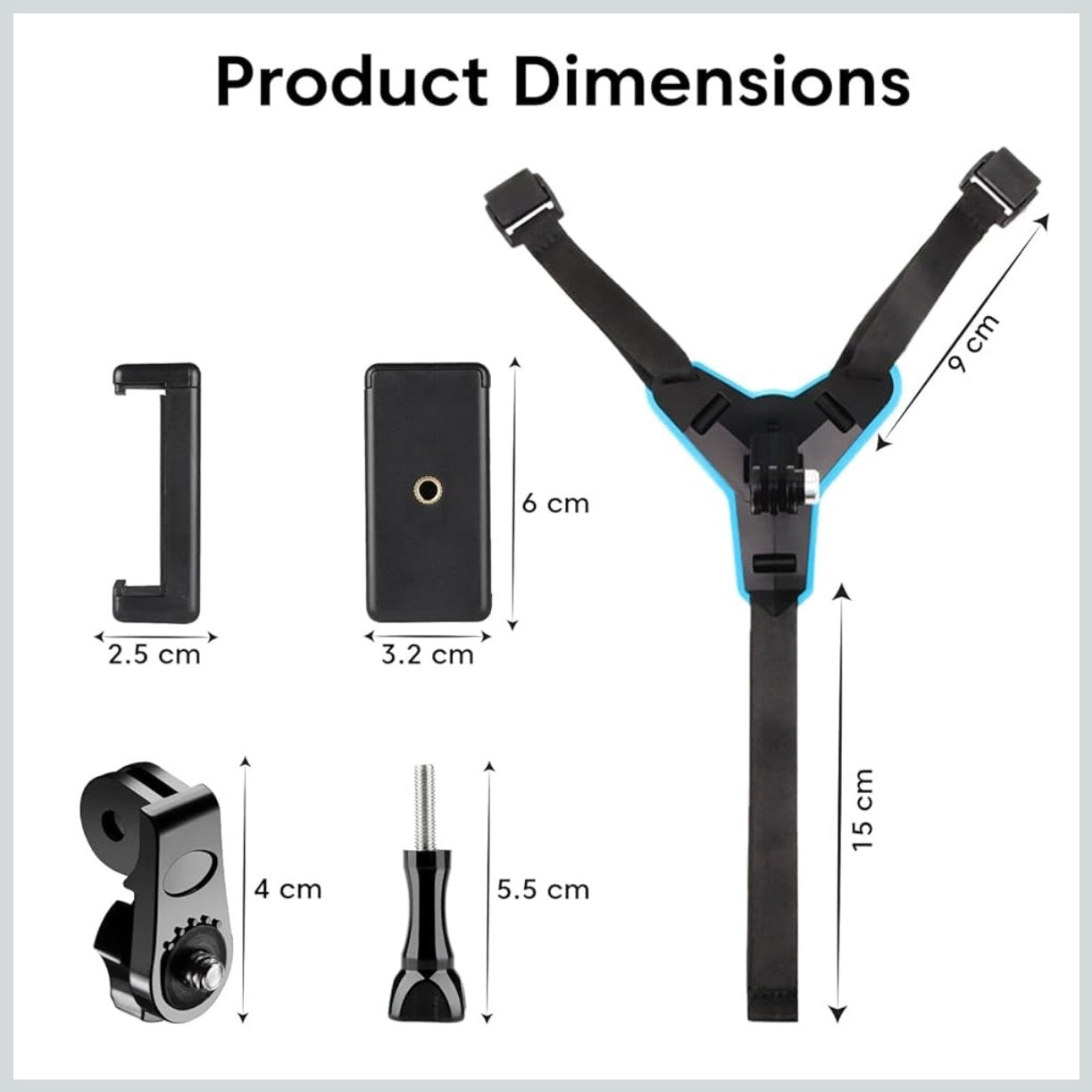 Helmet Chin Strap Mount with Mobile Clip & Screw Compatible with All Smart Phones GoPro