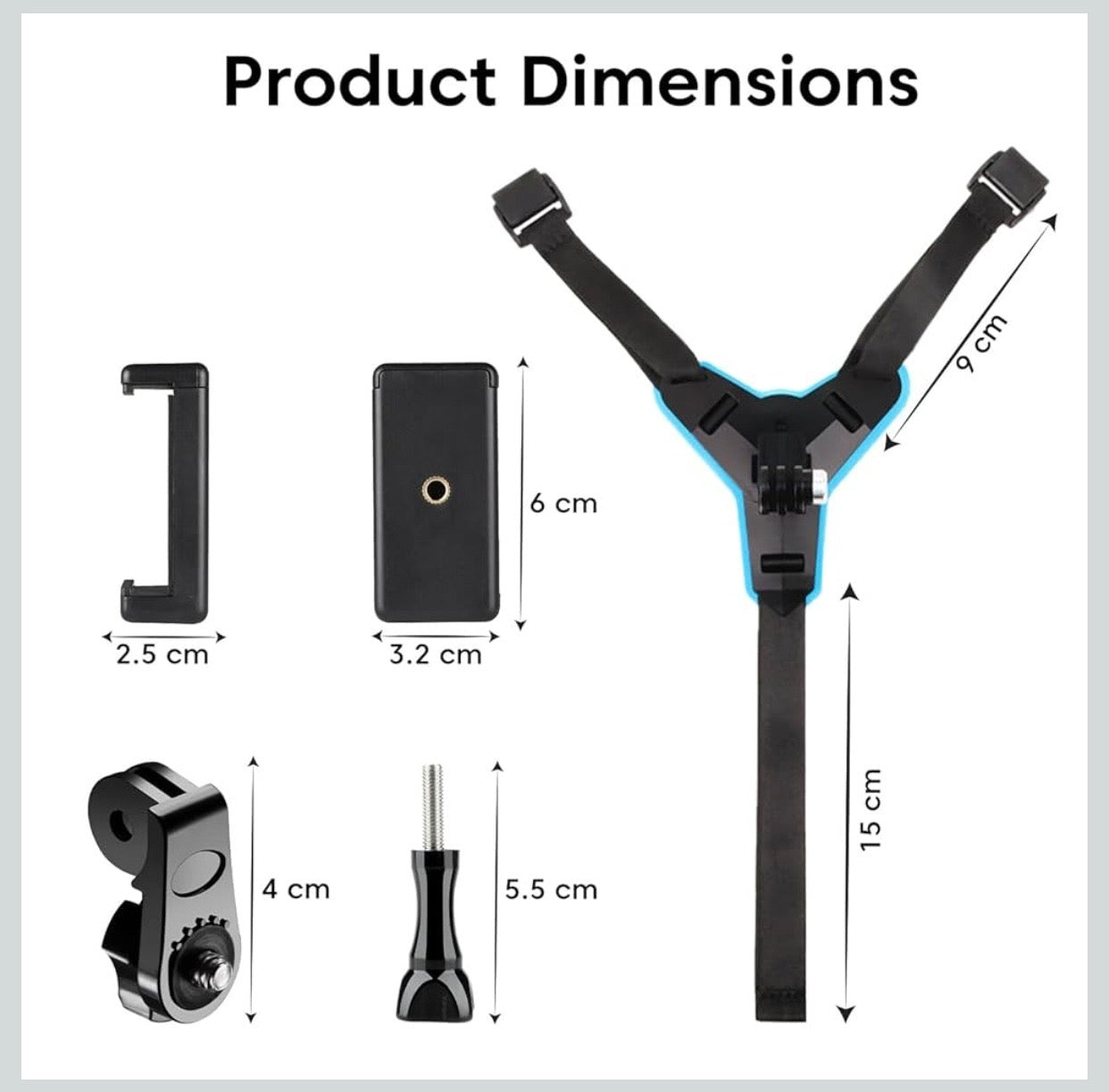 Helmet Chin Strap Mount with Mobile Clip & Screw Compatible with All Smart Phones GoPro