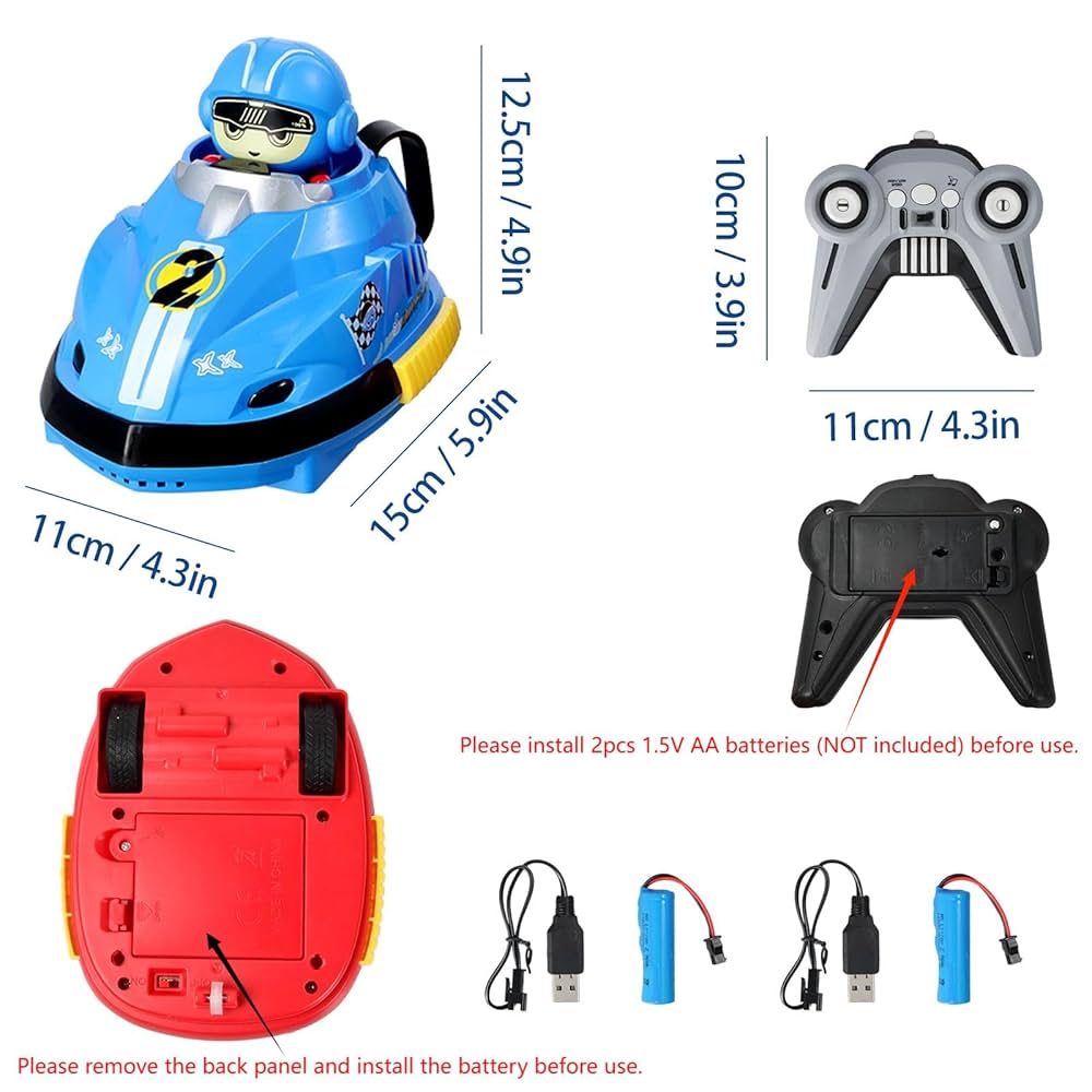 Robot, Set of 2 RC Bumper Cars with LED and Rechargeable Battery, Interactive Toy for Kids Boys and Girls,