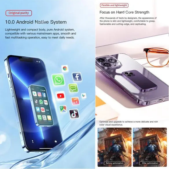 Snexian BOLD T300 New Bold T150 Mini Smartphone 3 Inch IPS Display Screen Small Mobile Phone (Light Blue,16GB) (2GB Ram) jio support