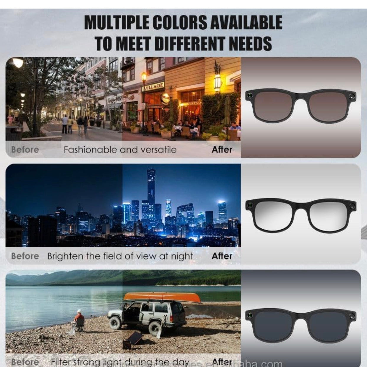 AI Video Smart Glasses for Men & Women- 8MP HD Video Recording Camera, Bluetooth Audio/Calls, Voice Assistant for Outdoor Sports & Driving