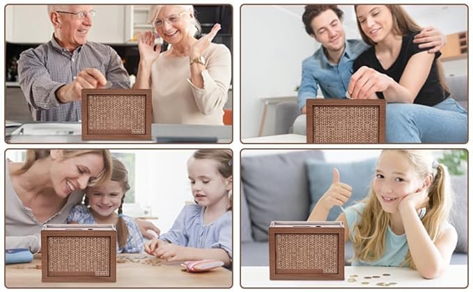 Wooden Money Saving Box | Cash Saver Money Box with Counting Target | Savings Challenge Piggy Bank | Coin and Cash Bank for Boys, Girls and