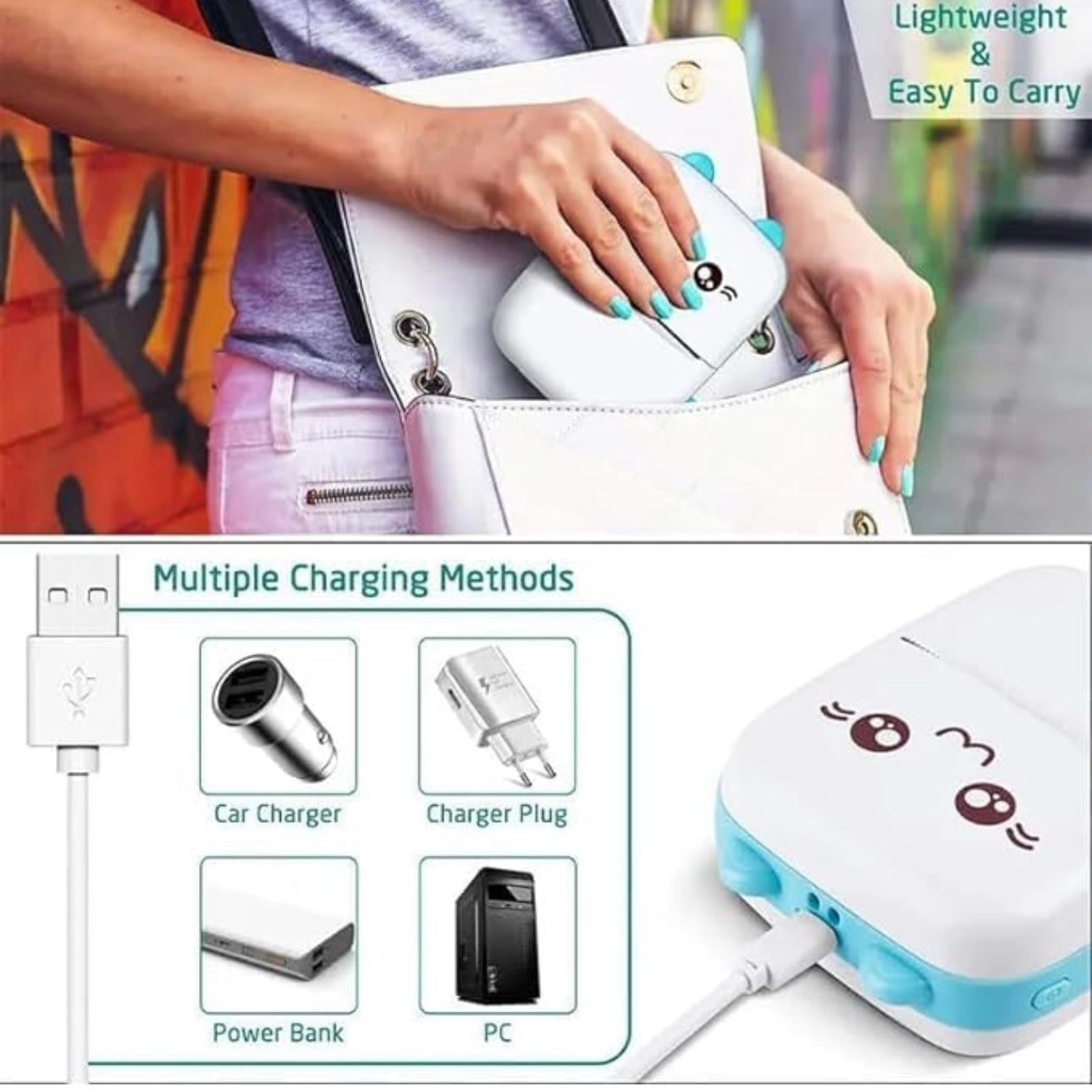 Mini Thermal Printer Inkless Sticker Printer USB APP Control Inkless Printer Wireless Mini Pocket Printer for Labels, Stickers, Photos,