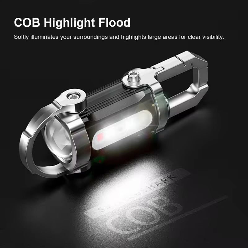 7 Modes Flashlight COB Work Light TYPE-C Rechargeable LED Keychain Hanging Portable Light Waterproof Keyring Camping Pocket Lamp