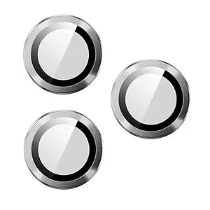 Metal Camera Ring Lens Protector with Glass Compatible for iPhone 14 Pro / 14 Pro Max | Full Protection Camera Tempered Guard (14 Pro / 14 Pro Max (Set of 3), Silver)