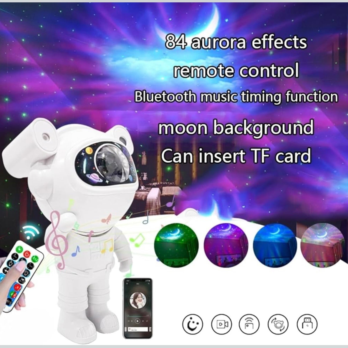 360° Rotating Astronaut Projector Lamp Bluetooth Speaker