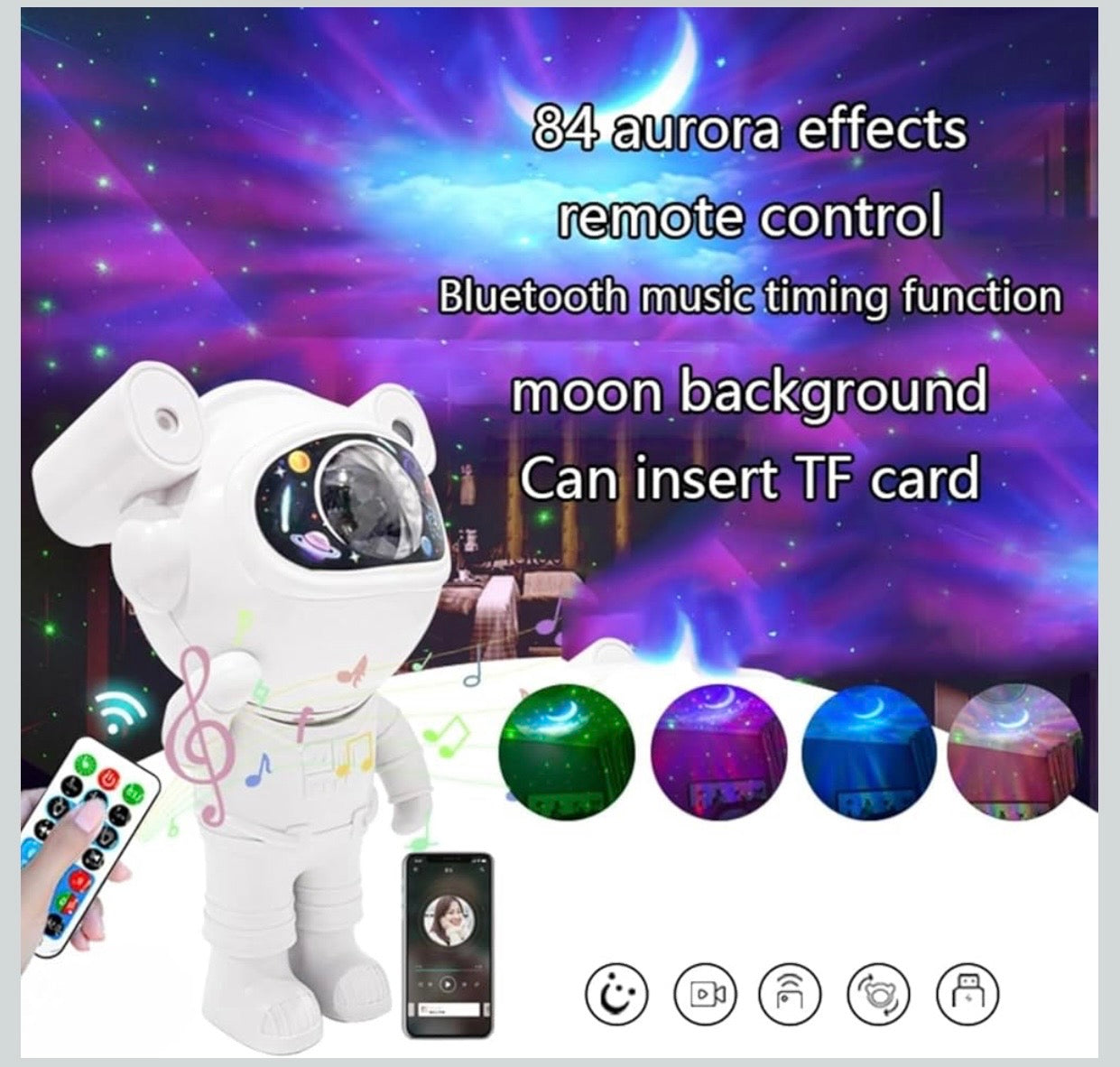 360° Rotating Astronaut Projector Lamp Bluetooth Speaker