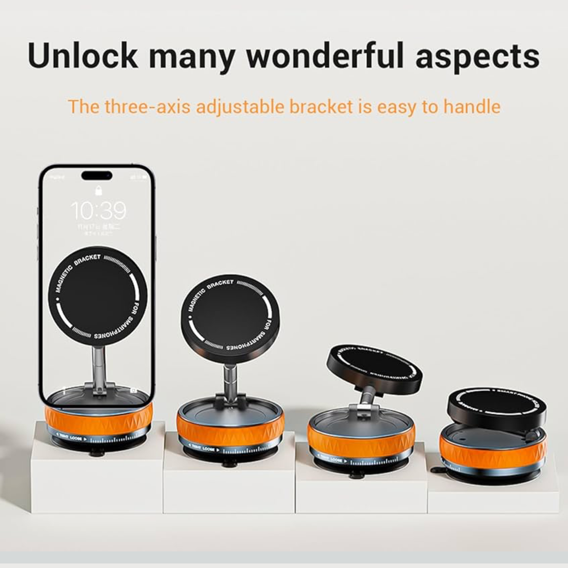 Suction Cup Phone Mount, 360 Rotatable Car Magnetic Phone Holder,Swivel Locking Vacuum Phone Mount Charging-Free,Vacuum Phone Holder for Car/Gym/Mirror All Smartphones