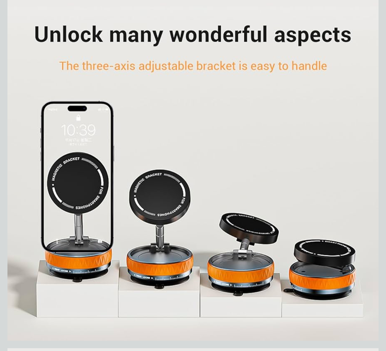 Suction Cup Phone Mount, 360 Rotatable Car Magnetic Phone Holder,Swivel Locking Vacuum Phone Mount Charging-Free,Vacuum Phone Holder for Car/Gym/Mirror All Smartphones