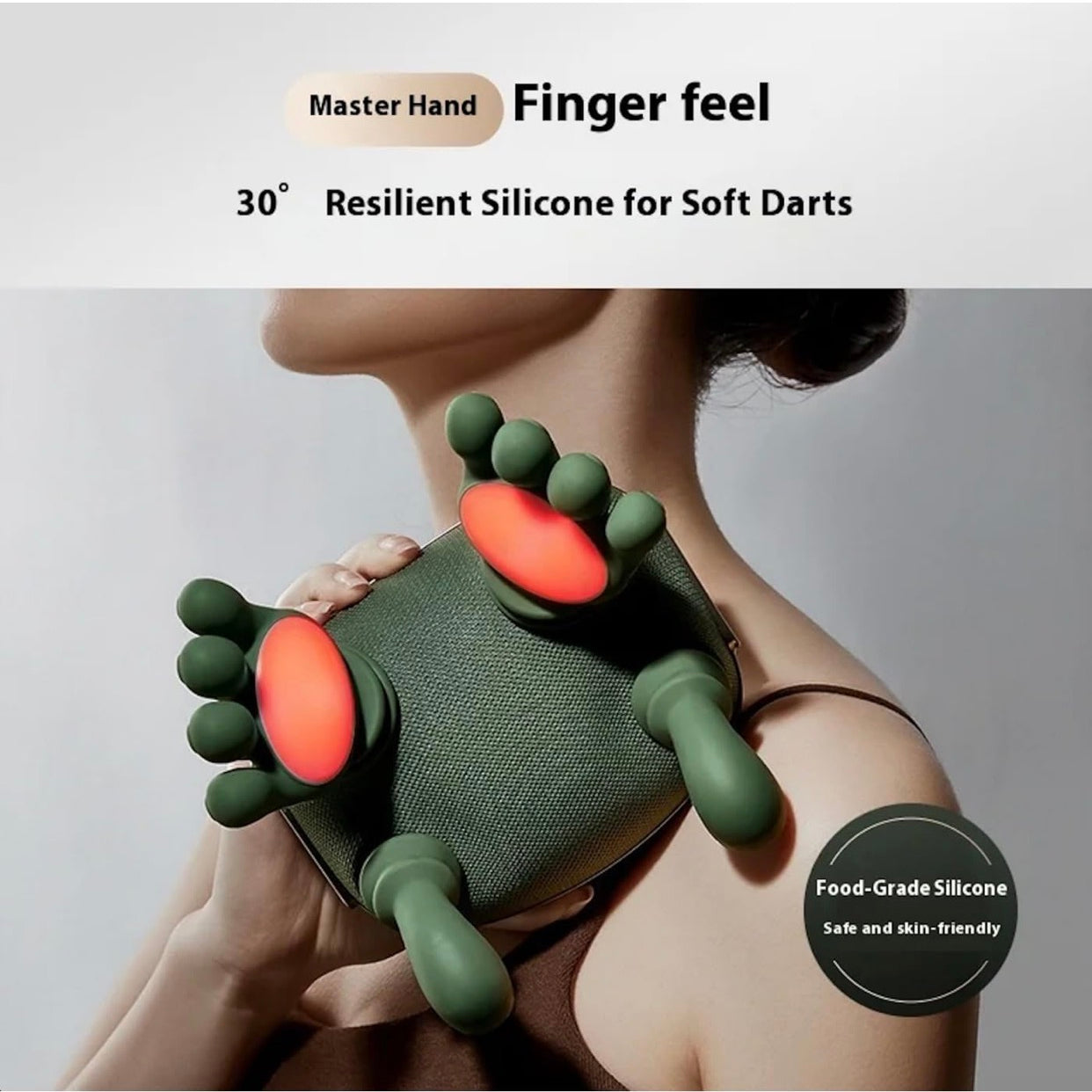 Heated Massager, Portable Shiatsu Neck and Back Massager, Electric Deep Tissue 4D Kneading Massage, Simulated Human Hand Design for Pain Relief and Muscle