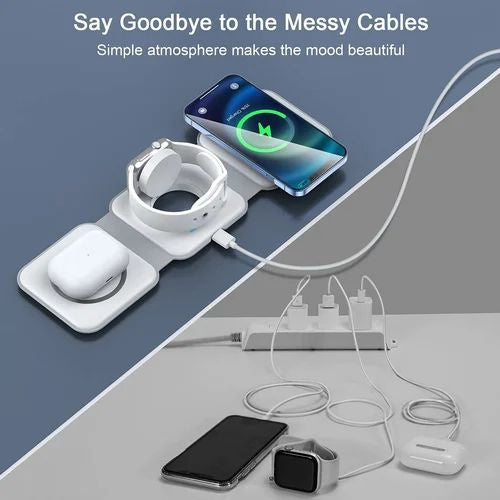 3 in 1 Magnetic Foldable MagSafe Compatible Wireless Charger rjmobile01