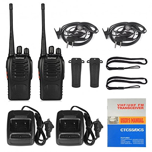 BaoFeng BF-888S Walkie Talkie 2 Way Radio Long Range (Black, 2 Pieces)
