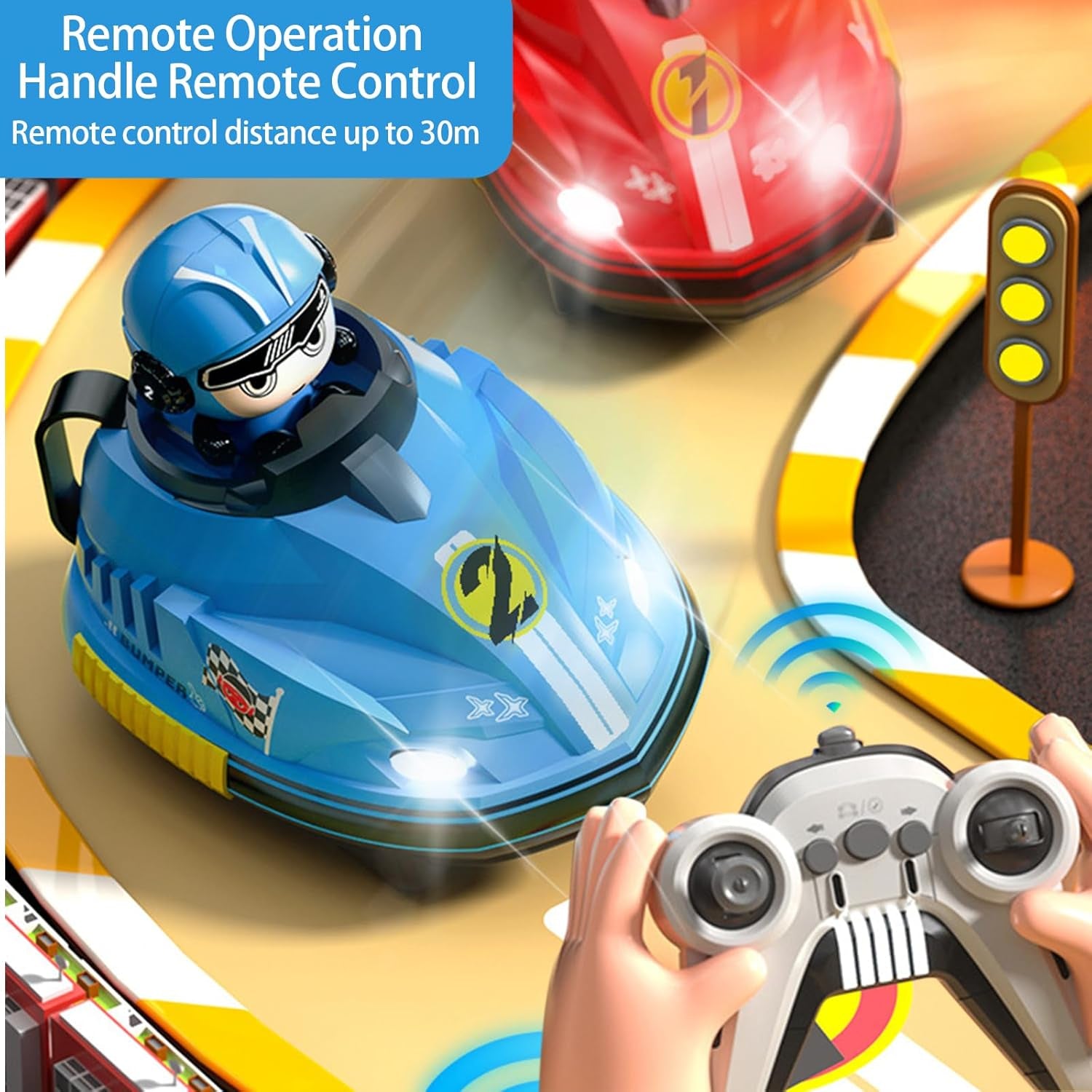 Robot, Set of 2 RC Bumper Cars with LED and Rechargeable Battery, Interactive Toy for Kids Boys and Girls,